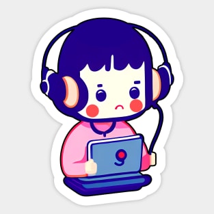 Cute Call Center Girl Sticker